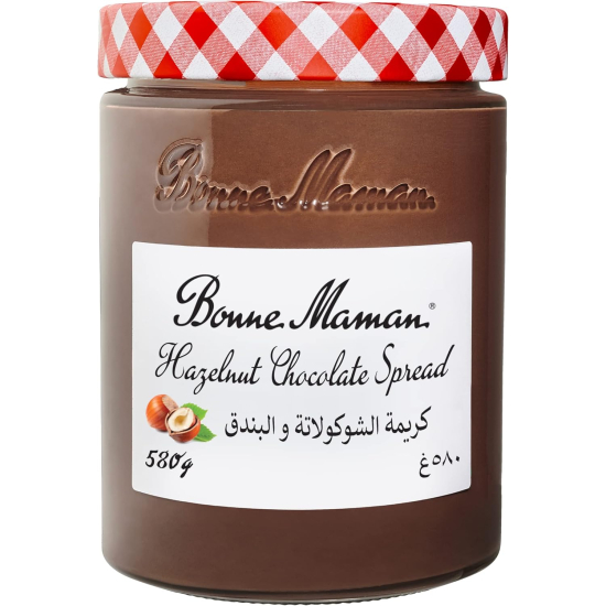 Bonne Maman Hazelnut Chocolate Spread with Cocoa, No Palm Oil  20% Hazelnut, 580g, Pack Of 4