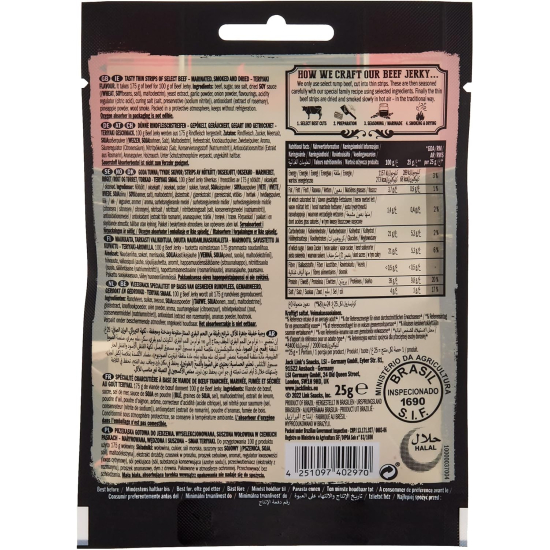 Jack Link’s Beef Jerky Teriyaki High Protein Meat Snack Dried Halal Beef 25g