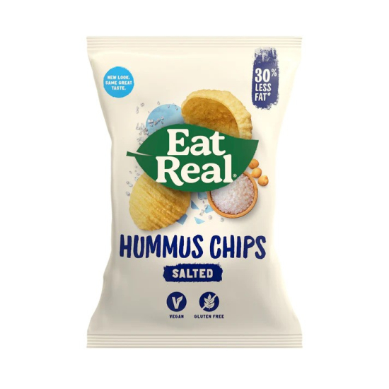 Eat Real Hummus Chips Sea Salt 135gm Gluten Free and Vegan, Pack Of 8