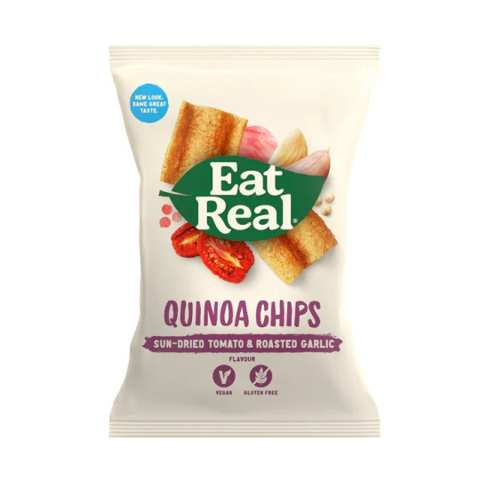 Eat Real Chips Quinoa Sundried Tomato & Roast Gluten Free and Vegan 80g, Pack Of 6