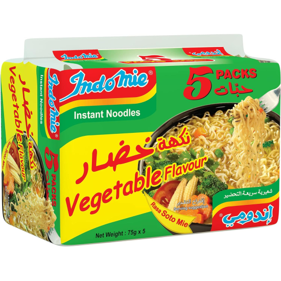 Indomie Soto Instant Noodles, Vegetable Flavour (Pack of 5 - 75g Each)