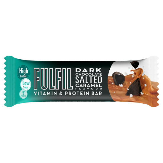 Fulfil Dark Chocolate Salted Caramel Flavour - Vitamin & Protein Bar, Low Sugar, High Protein, 150 Calories With 9 Vitamins, 15x55g