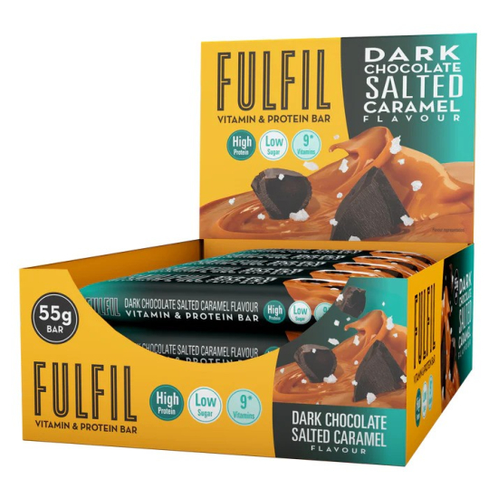 Fulfil Dark Chocolate Salted Caramel Flavour - Vitamin & Protein Bar, Low Sugar, High Protein, 150 Calories With 9 Vitamins, 15x55g