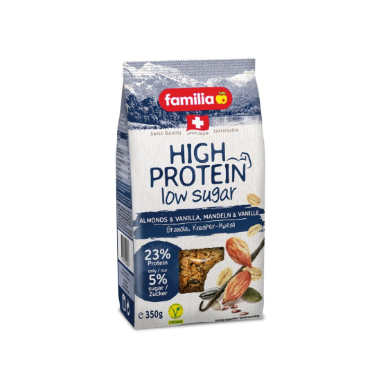 Familia High Protein, Almonds & Vanilla, Low Sugar, 23% Protein, Vegan 350g, Pack Of 6