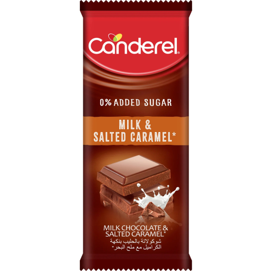 Canderel Milk Chocolate & Salted Caramel, No Added Sugar, 100g