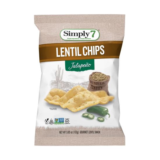 Simply7 Chips Lentil Jalapeno 103g, Pack Of 6