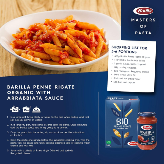 Barilla Penne Rigate Bio 500g, Pack Of 8