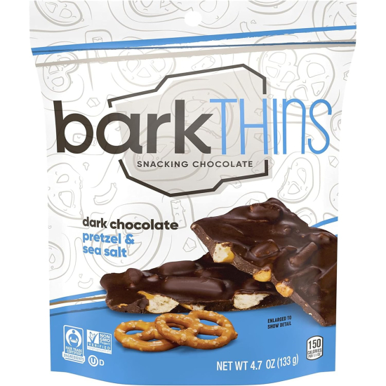 Hershey's Barkthins Snacking Dark Chocolate Pretzel With Sea Salt, 133g