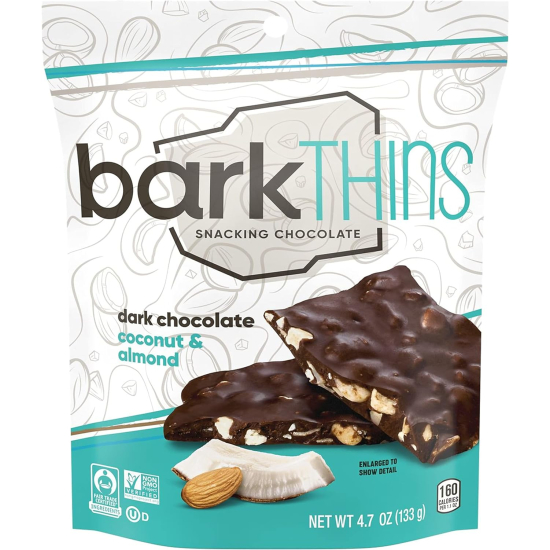 Hersheys Barkthins Snacking Dark Chocolate Coconut With Almond, 133g