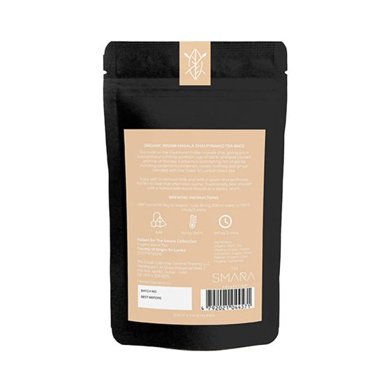 The Smara Collection Organic Indian Masala Chai Tea Bag,(2.5Gx100)