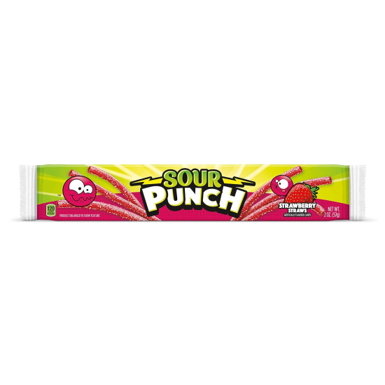 Sour Punch Strawberry Straws Candy 57g, Pack Of 6