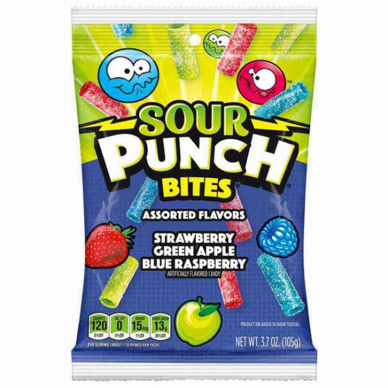 Sour Punch Bites Assorted Flavors 105g, Pack Of 6