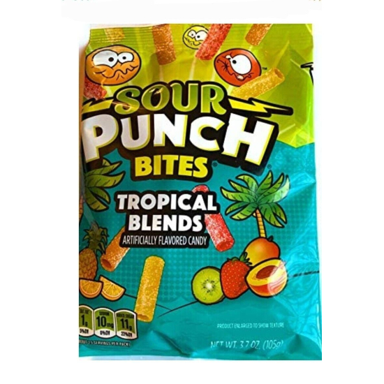 Sour Punch Bites Tropical Blends 105g, Pack Of 6