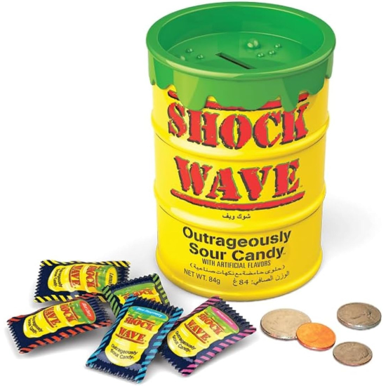 Shock Wave Coin Bank Assorted Sour Candy 84g, Pack Of 6