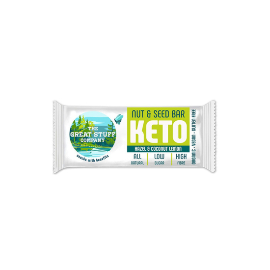 Keto Organic Nut & Seed Bar Hazel & Coconut Lemon 40g, Pack Of 6