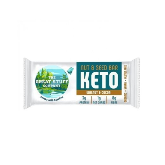 Keto Organic Nut & Seed Bar Walnut & Cocoa 40g, Pack Of 6