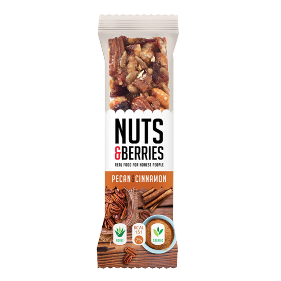 Nuts & Berries Organic Pecan & Cinnamon 30g, Pack Of 6