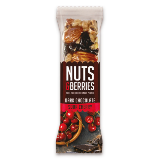 Nuts & Berries Organic Dark Chocolate Sour Cherry 40g, Pack Of 6