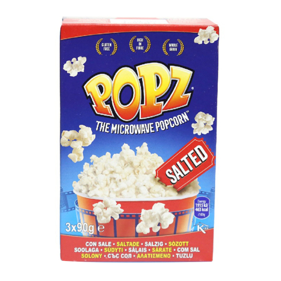 POPZ Microwave Popcorn Salted (90g x 3), Pack Of 6