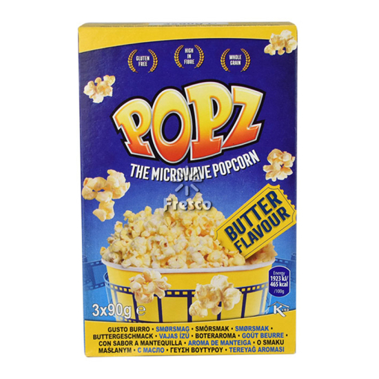 POPZ Microwave Popcorn Butter (90g x 3), Pack Of 6