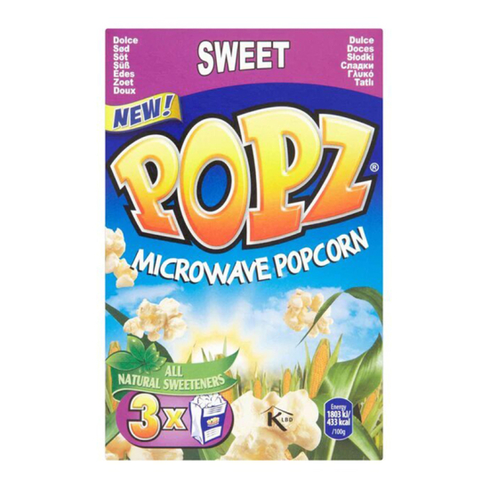 POPZ Microwave Popcorn Sweet (90g x 3), Pack Of 6