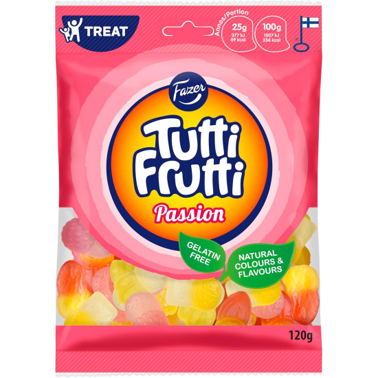 Fazer Tutti Frutti Passion 120g, Pack Of 6