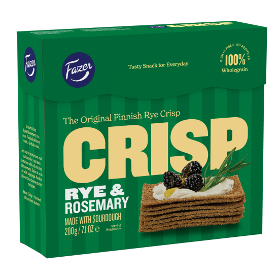 Fazer Crisp Bread Rye & Rosemary 200g, Pack Of 9