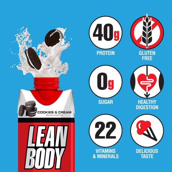 Lean Body Protein Shake Cookies & Cream 500 ml, Pack Of 6