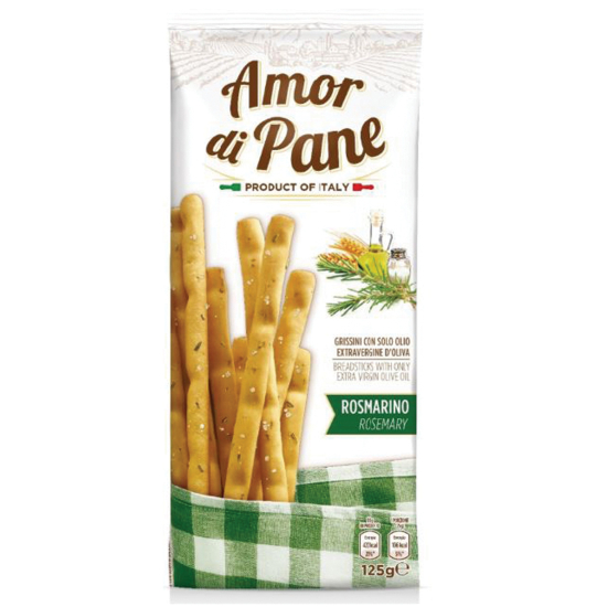 Amor Di pane Breadsticks Rosmarino 125g, Pack Of 18