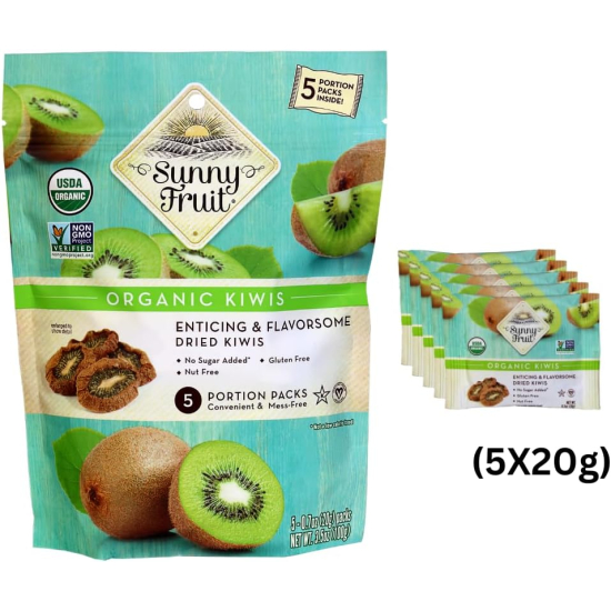 Sunny Fruit Organic Dried Kiwis 100g (5 x 20g) Pack Of 6