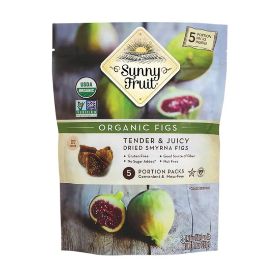 Sunny Fruit Organic Dried Figs 250g (5 x 50g) Pack Of 6