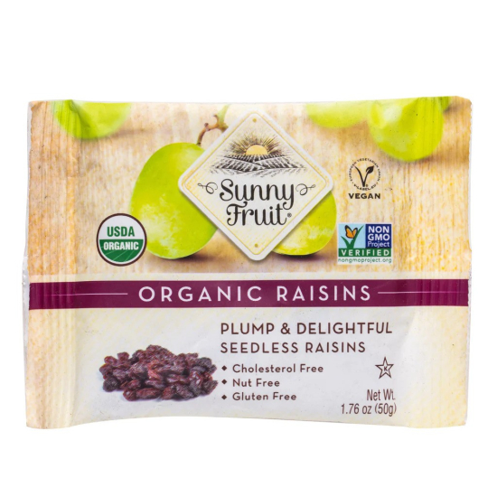 Sunny Fruit Organic Raisins 50g, Pack Of 6