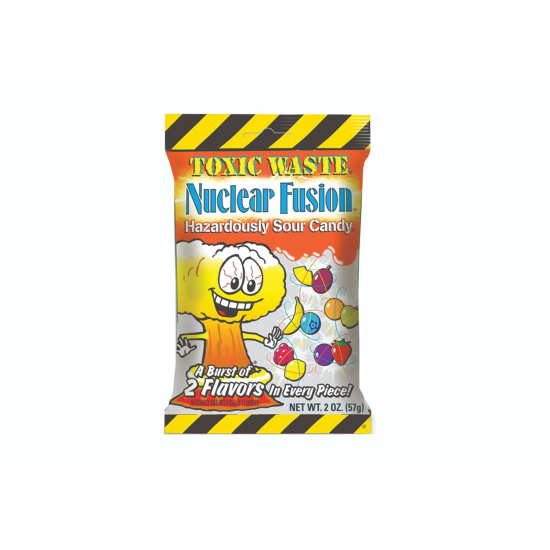 Toxic Waste Sour Candy Nuclear Fusion Foil Bag 57g, Pack Of 12