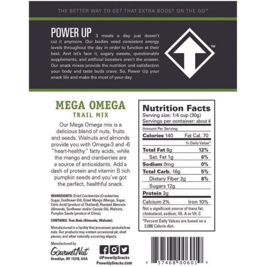 Power Up Mega Omega Trail Mix 113g, Pack Of 6