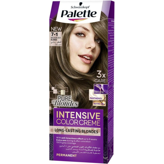 Palette Intensive Color Creme 7-1 Middle Ash Blonde, Pack Of 10