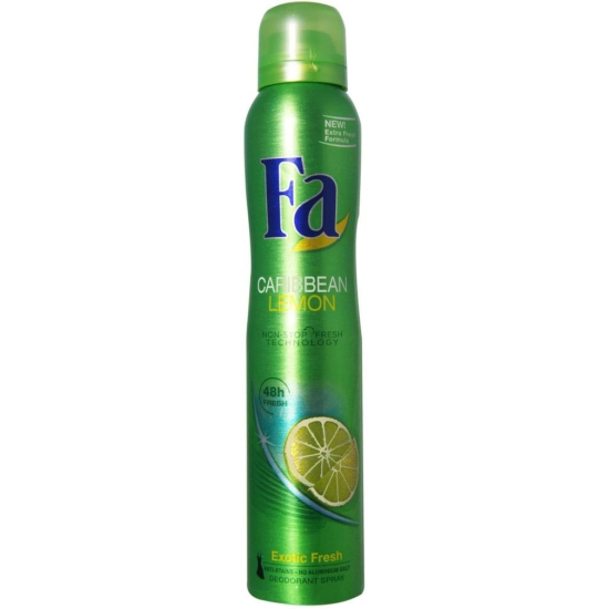 Fa Caribbean Lemon Fresh Deodorant Spray for Women 200 ml, Pack Of 12