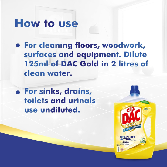 Dac Multi Purpose Disinfectant Lemon 3 Ltr, Pack Of 6