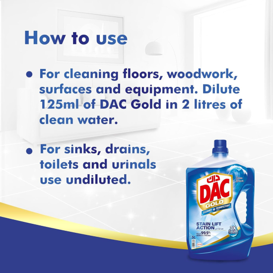 Dac Gold Cleaner + Disinfectant Ocean Breeze 3 Ltr, Pack Of 6