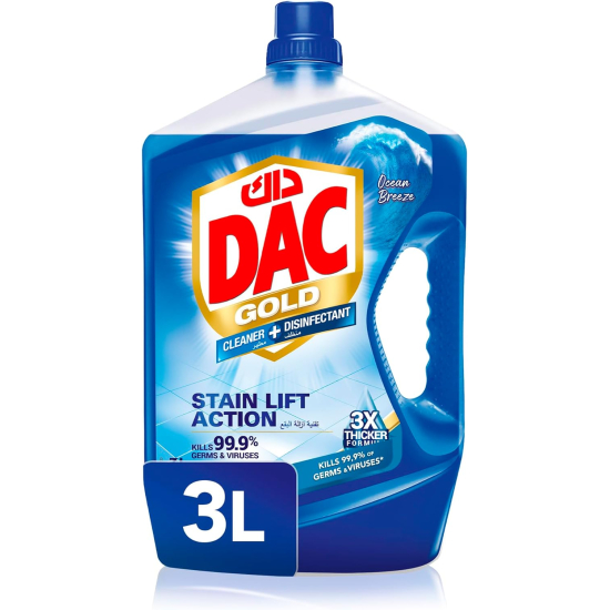 Dac Gold Cleaner + Disinfectant Ocean Breeze 3 Ltr, Pack Of 6