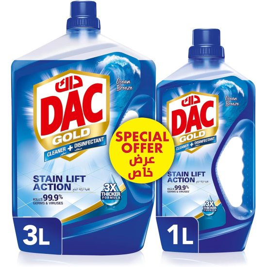  Dac Gold Disinfectant Multi-Purpose Cleaner Ocean Breeze 3 Ltr + 1 Ltr, Pack Of 3