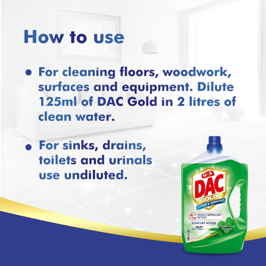 Dac Gold Disinfectant And Insect Repellent 1 Ltr, Pack Of 12