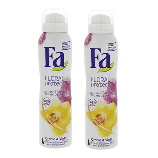 Fa Floral Protect Orchid & Viola Deodorant Special Offer 2x150ml, Pack Of 6