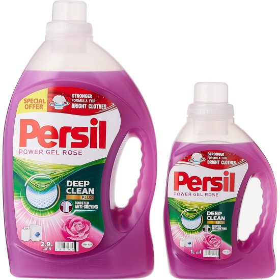 Persil Power Gel Rose Laundry Detergent, 2.9 Liters + 1 Liter, Pack Of 4