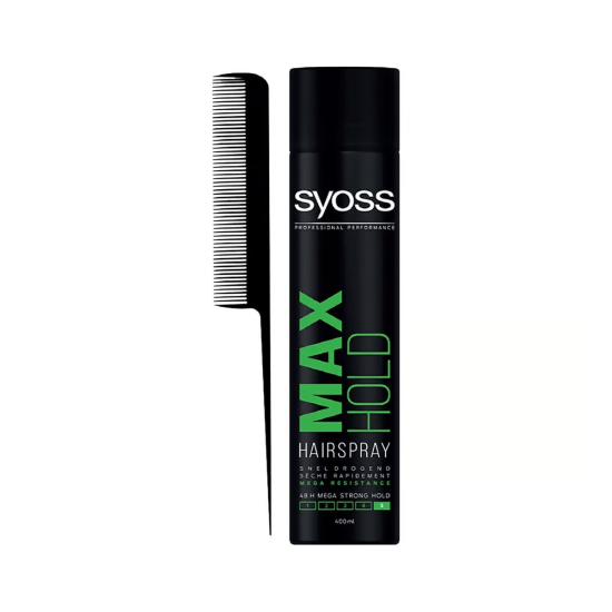 Syoss Hair Spray Max Hold 400 ml + Comb Free, Pack Of 6