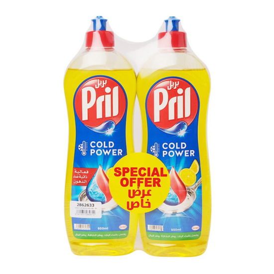 Pril Lemon Dishwash Liquid, 2 x 950ml, Pack Of 6