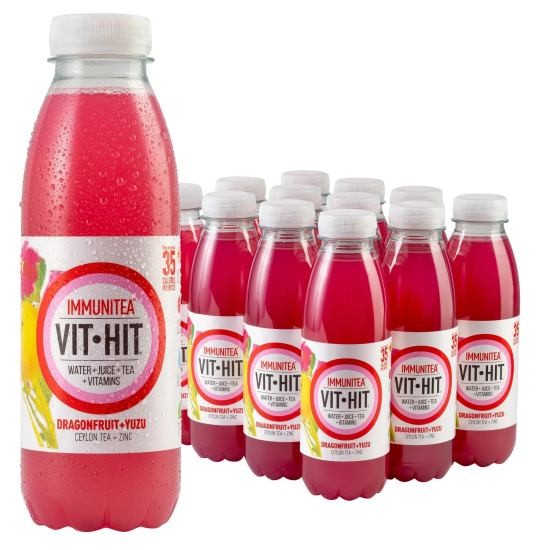 Vit-Hit Immunitea Dragonfruit 500 ml, Pack Of 12