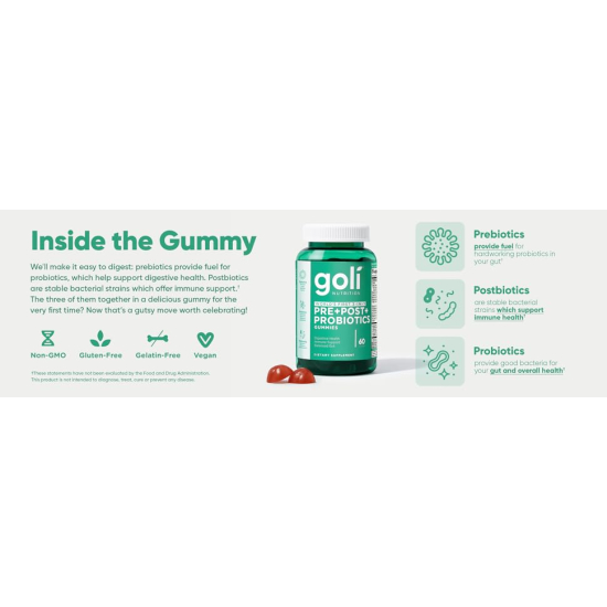 Goli Pre+Post+(Probiotic+) 60 Gummies, 180g