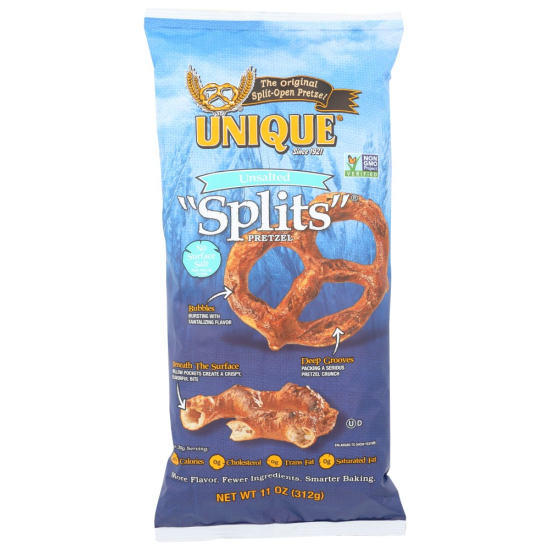 Unique Pretzels Unsalted Splits 312g