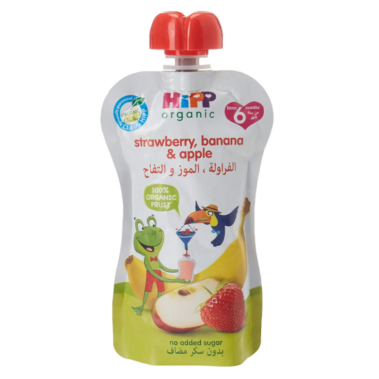 Hipp Organic Apple Strawberry & Banana Puree 100g, Gluten Free, No added Sugar, Pack Of 12