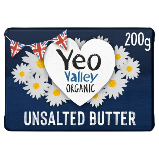 Yeo valley Organic Unsalted Butter 200g, Pack Of 12